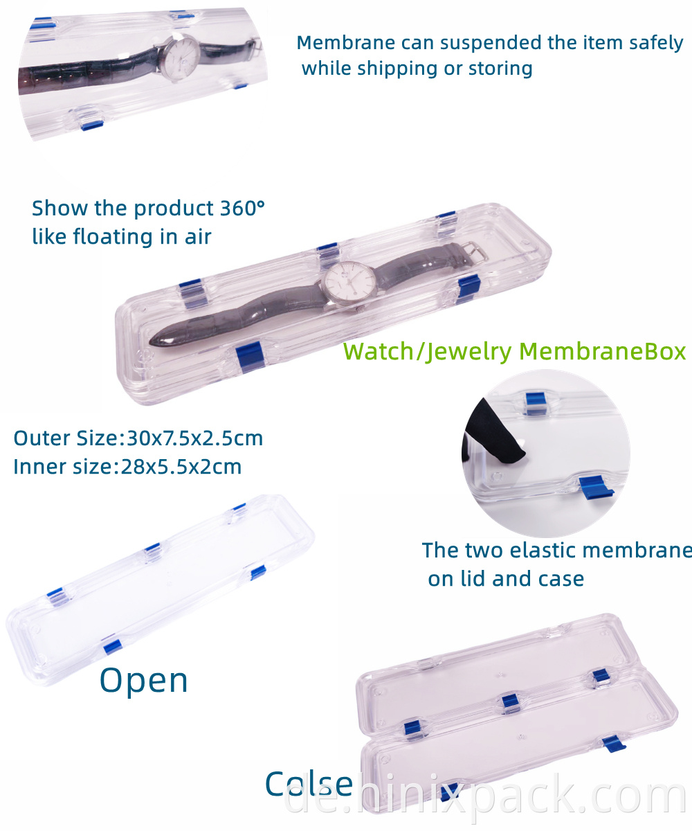 30x7.5x2.5cm Jewelry Storage Elastic Watch Membrane Box